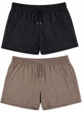 Moral Society • Everyday Athletic Drawstring Shorts — Black & Brown • XL